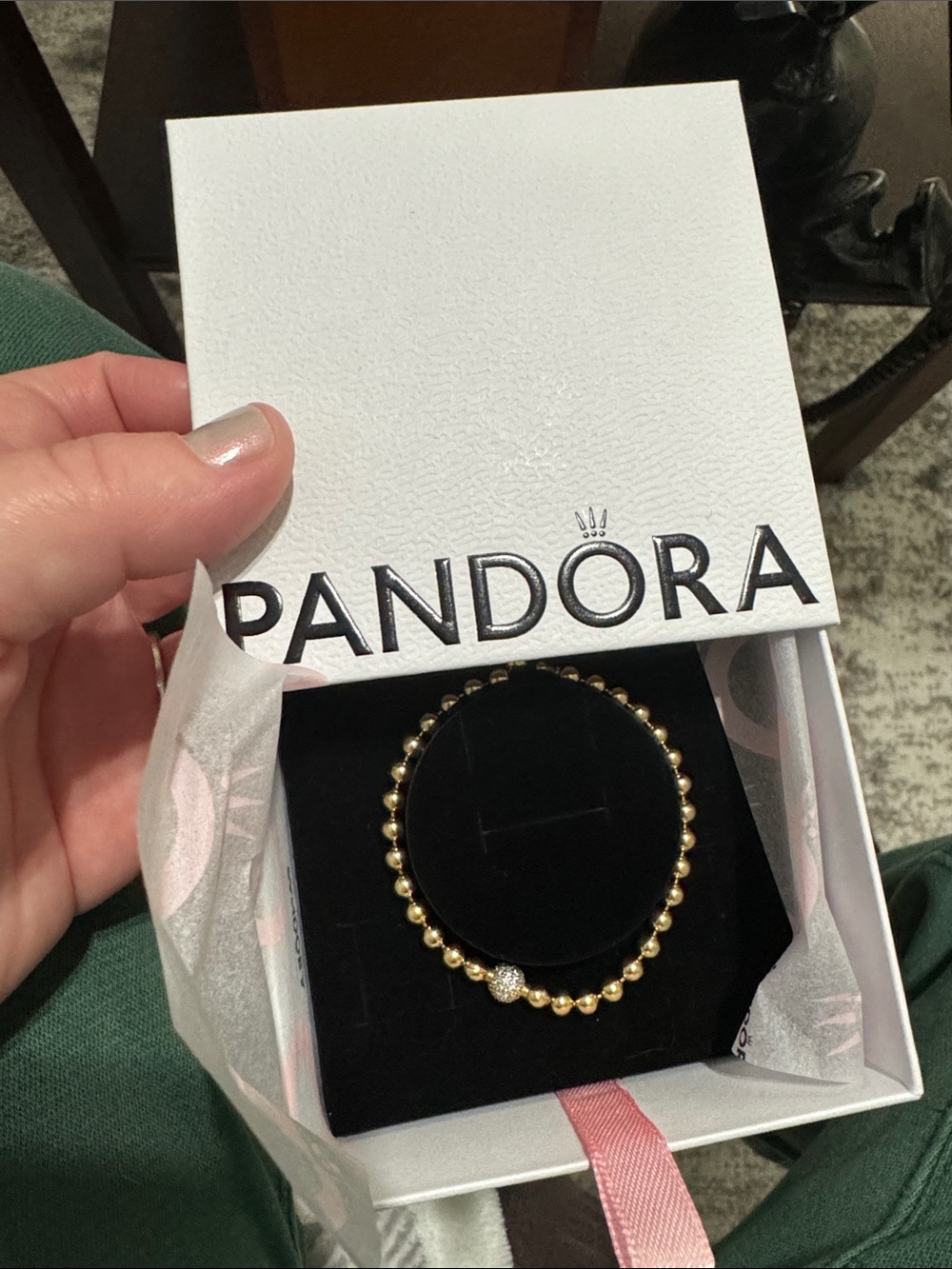 Pandora gold beaded bracelet size 6.7in